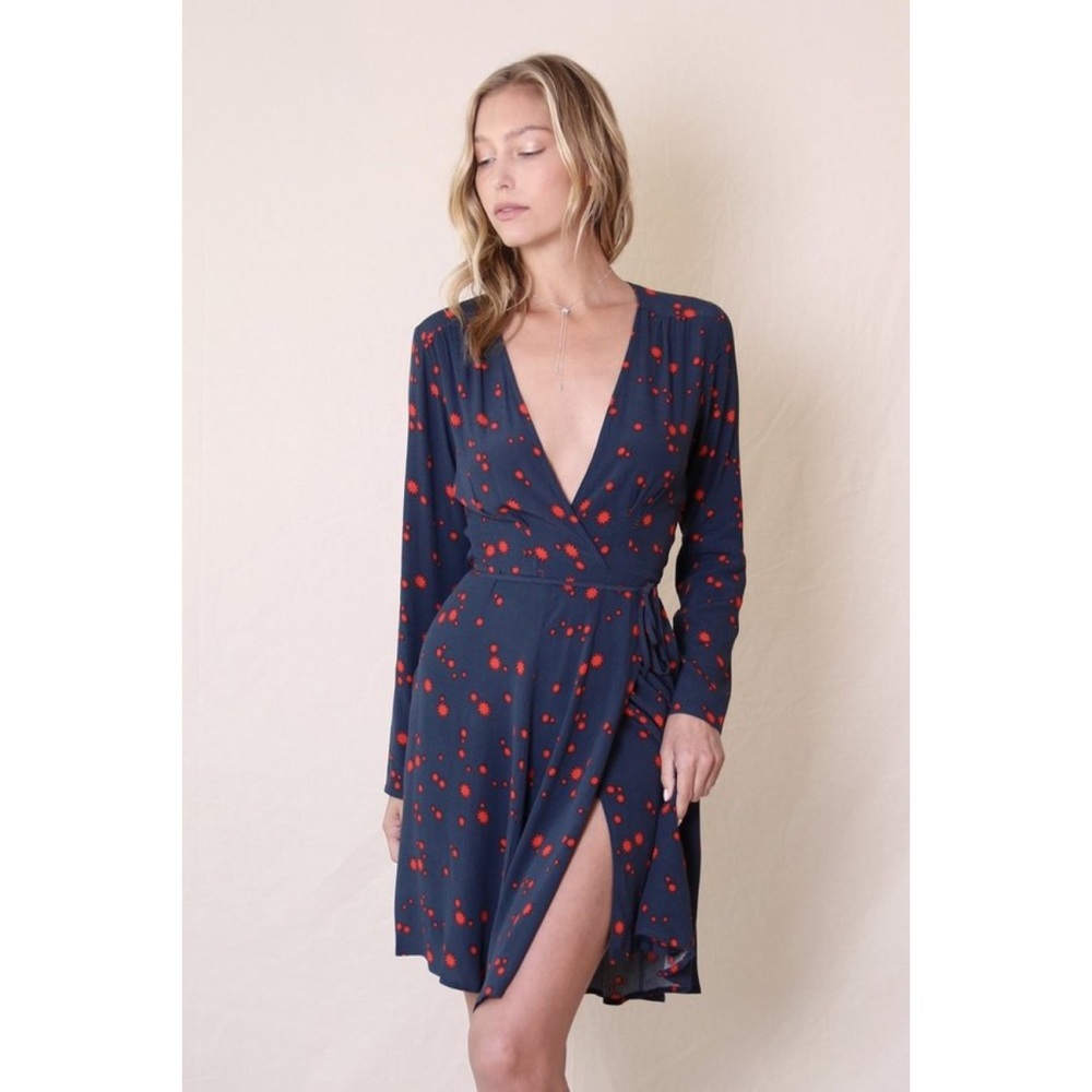 Rolla’s Long sleeve Dancer Wrap dress navy galaxy size small‎